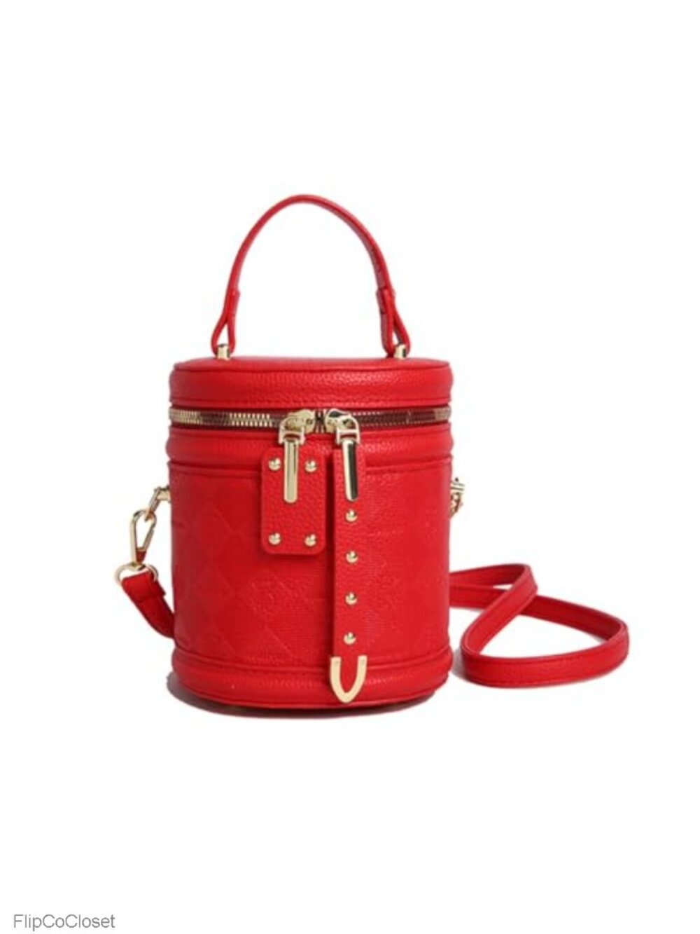 Vegan Leather Quilted Mini Bucket Crossbody Bag 3-Way Carry